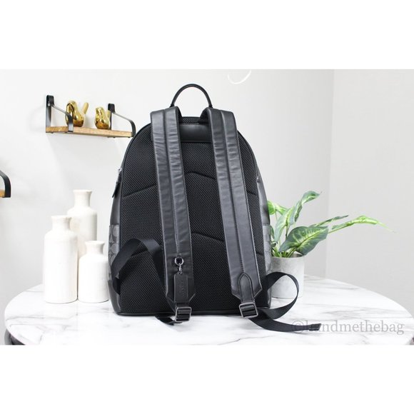 NWT Coach Men's West Signature Denim Chalk Varsity Stripe Coated Canvas Backpack - Picture 3 of 11